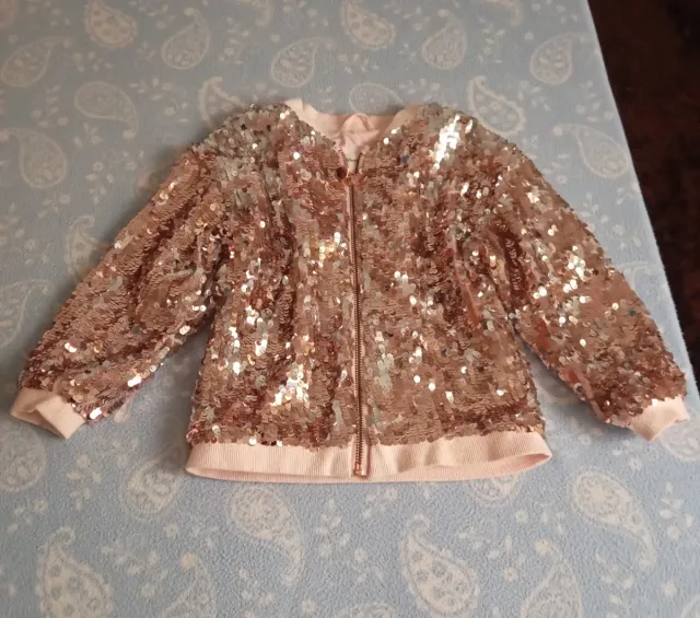 Chaqueta niña 5-6 lentejuelas rosa (Sfera)