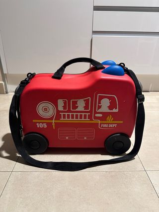 Maleta infantil bomberos ruedas y asa