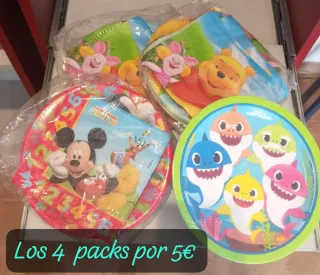 Lote 4 packs Platos Cartón Infantiles Disney/Baby
