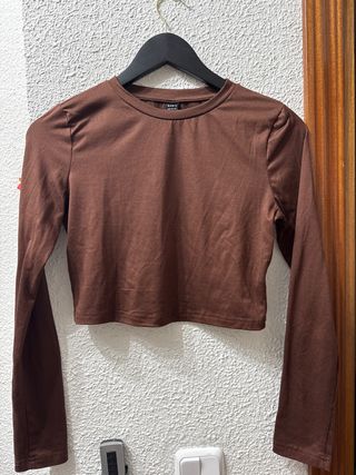 Camiseta SHEIN manga larga marrón S