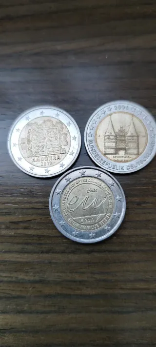 3 Monedas 2€ Conmemorativas Andorra, Alemania, Bél