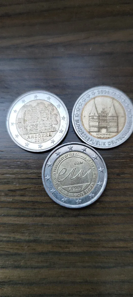 3 Monedas 2€ Conmemorativas Andorra, Alemania, Bél