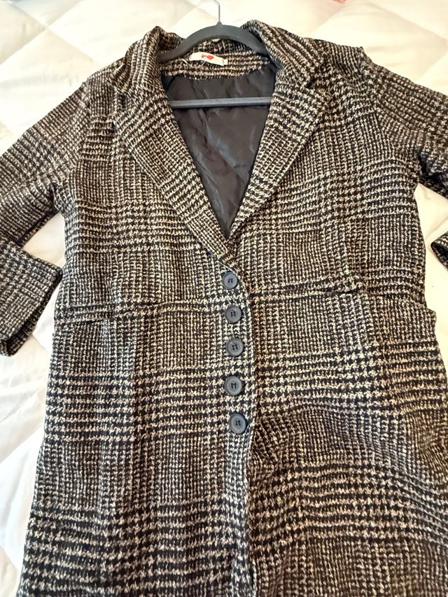 Casaco Trench Coat Xadrez Lã Batida