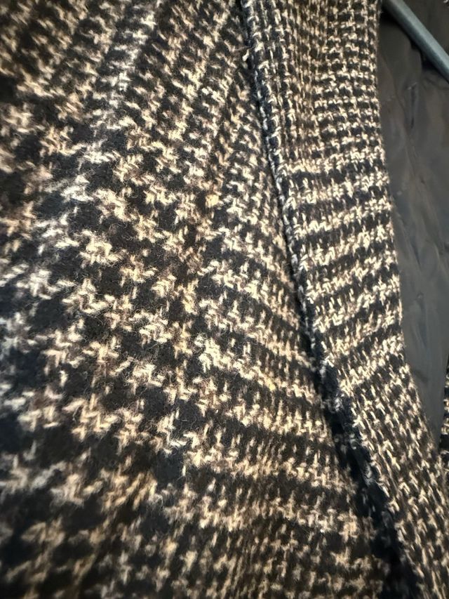 Casaco Trench Coat Xadrez Lã Batida