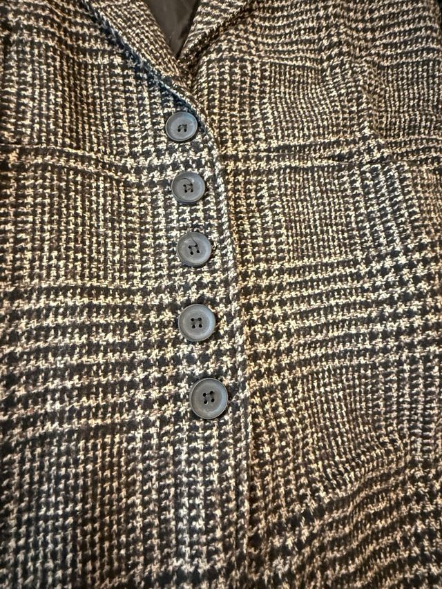 Casaco Trench Coat Xadrez Lã Batida