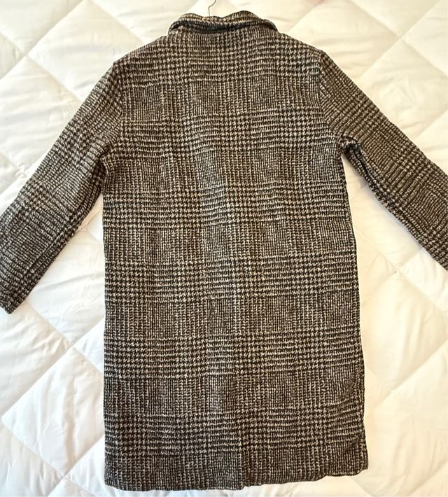 Casaco Trench Coat Xadrez Lã Batida