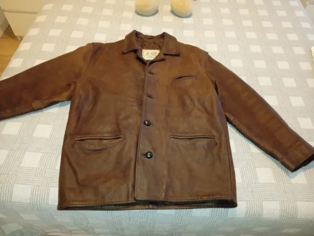 Chaqueta de piel marrón Vintage