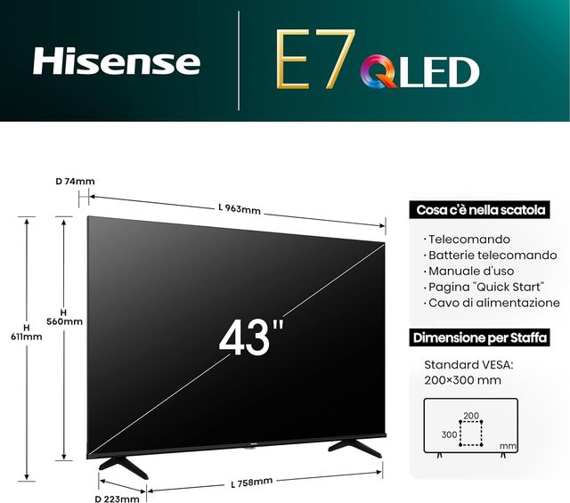 TV Hisense 43 QLED 4K 43E77NQ Smart TV GUASTA