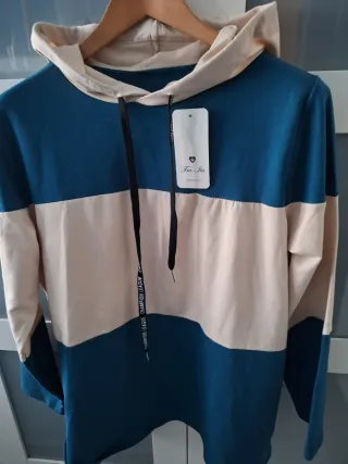 Sudadera Fra-Ita Beige y Azul petróleo/verde