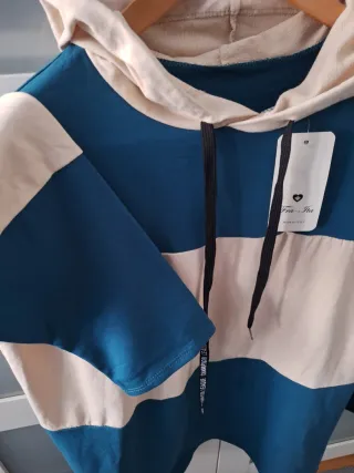 Sudadera Fra-Ita Beige y Azul petróleo/verde