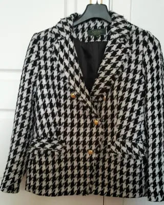 Chaqueta blazer cruzada de pata de gallo