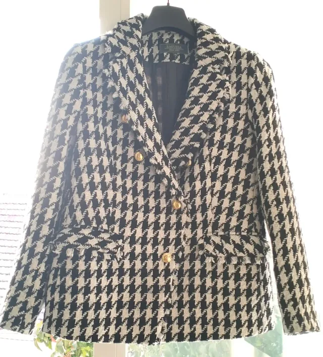 Chaqueta blazer cruzada de pata de gallo