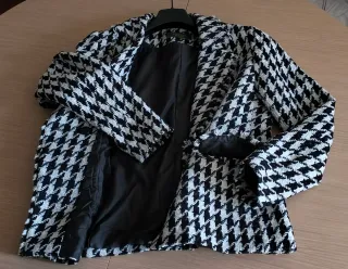 Chaqueta blazer cruzada de pata de gallo