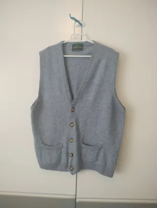 Chaleco de punto azul claro con bolsillos TallaXL