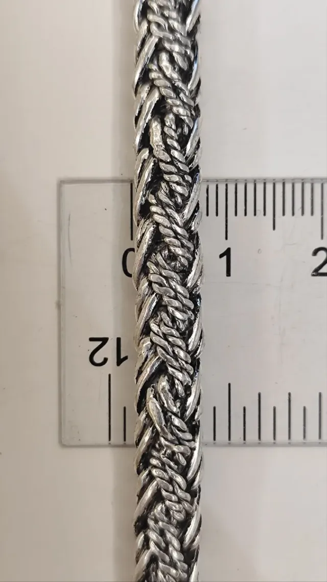 Pulsera Plata 925 Bali Trenzada Hombre NUEVA