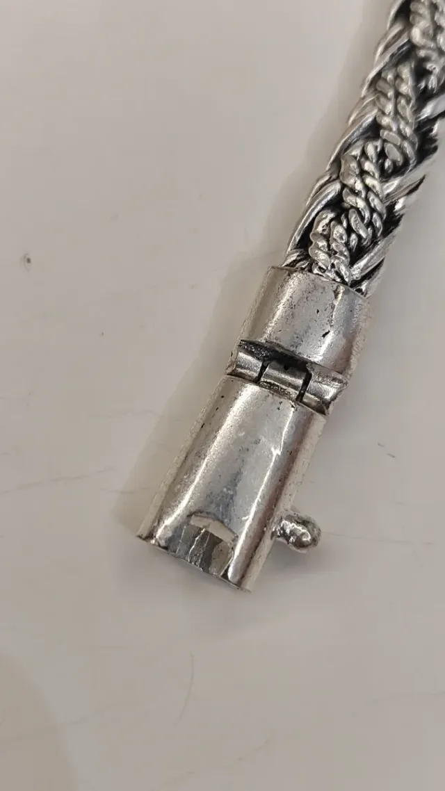 Pulsera Plata 925 Bali Trenzada Hombre NUEVA