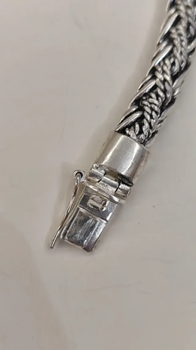 Pulsera Plata 925 Bali Trenzada Hombre NUEVA