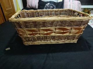 Cesta Mimbre Rectangular para cesta navideña