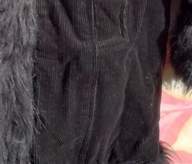 ABRIGO NEGRO DE PANA Y PELO SINTÉTICO