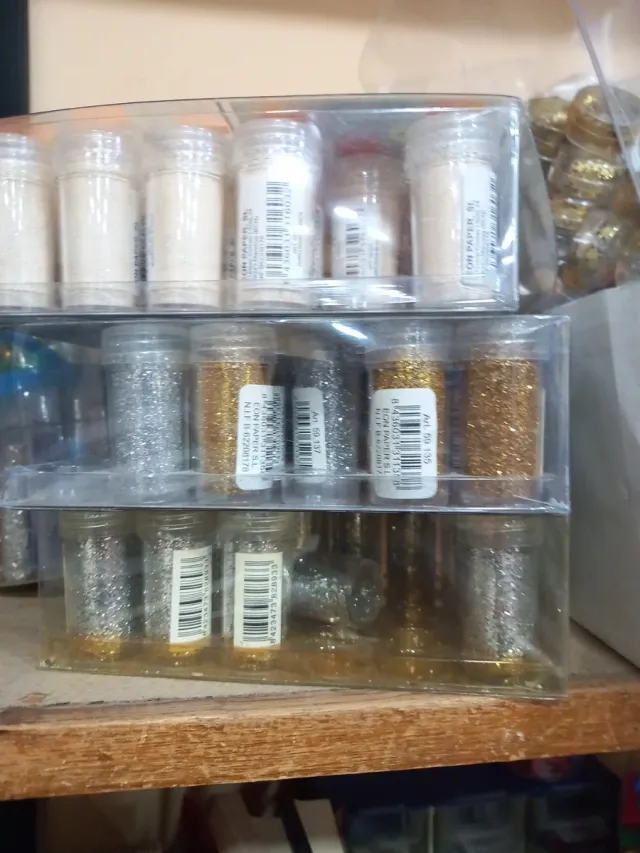 Lote purpurina dorada, azul y rosa