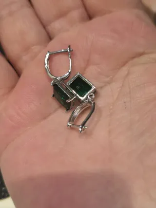 Conjunto Plata y Esmeralda Rectangular