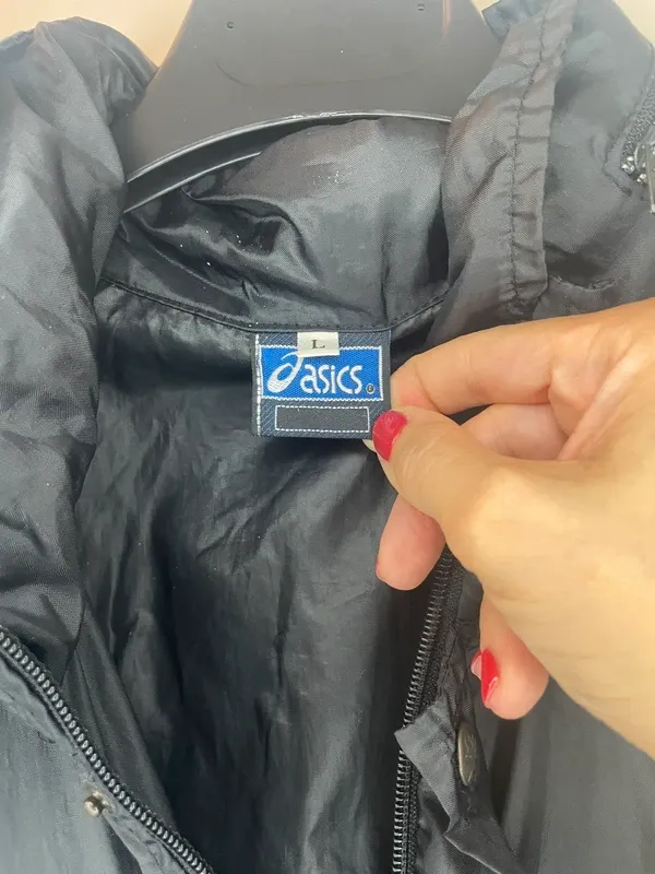 ASICS vintage giacca a vento nero impermeabile