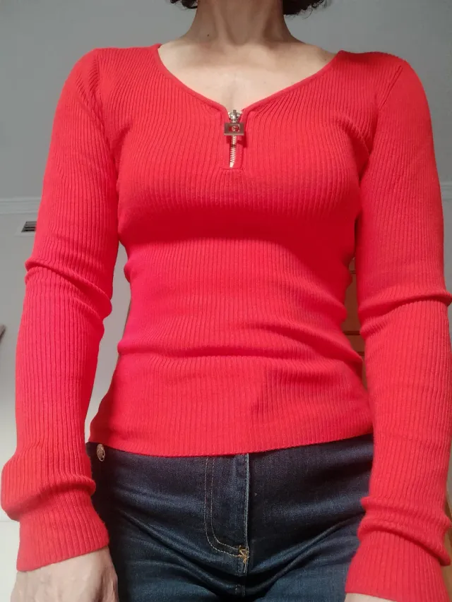 Jersey Morgan rojo con cremallera