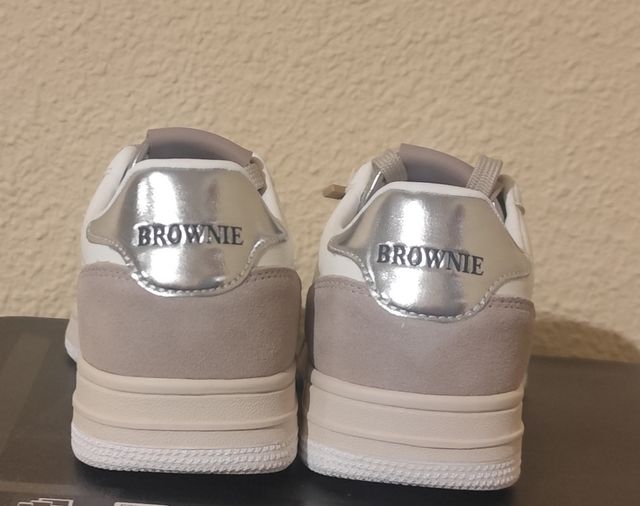 Zapatillas Brownie Talla 40 Beige y Blanco