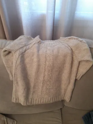 Jersey lana y acrílico beige roto