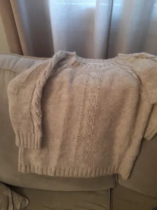 Jersey lana y acrílico beige roto