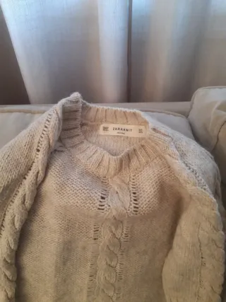 Jersey lana y acrílico beige roto