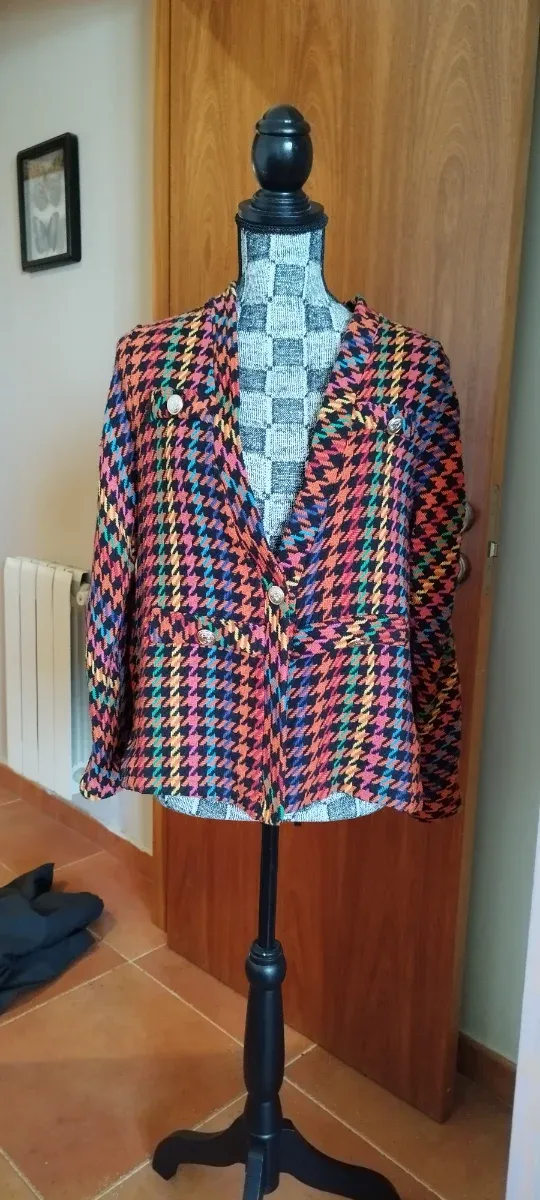 Blazer estampado pata de gallo multicolor