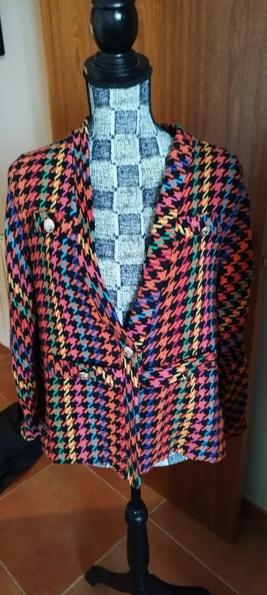 Blazer estampado pata de gallo multicolor
