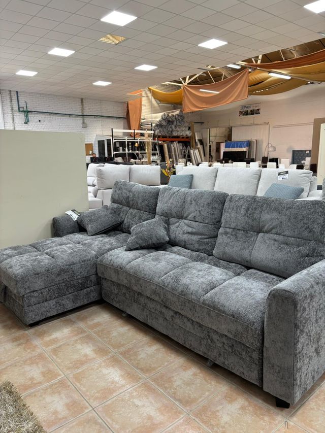 Sofá Cama Gris con Almacenamiento