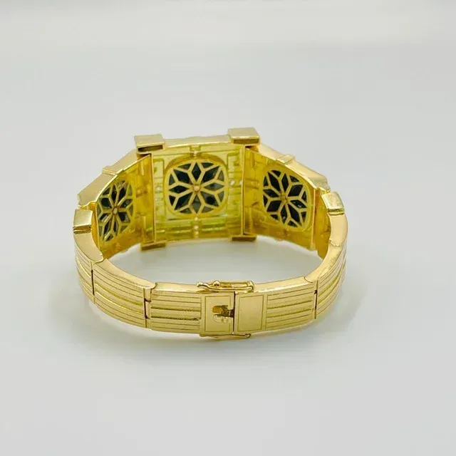 BRAZALETE CUADRADO MEDUSA ONIX 18K