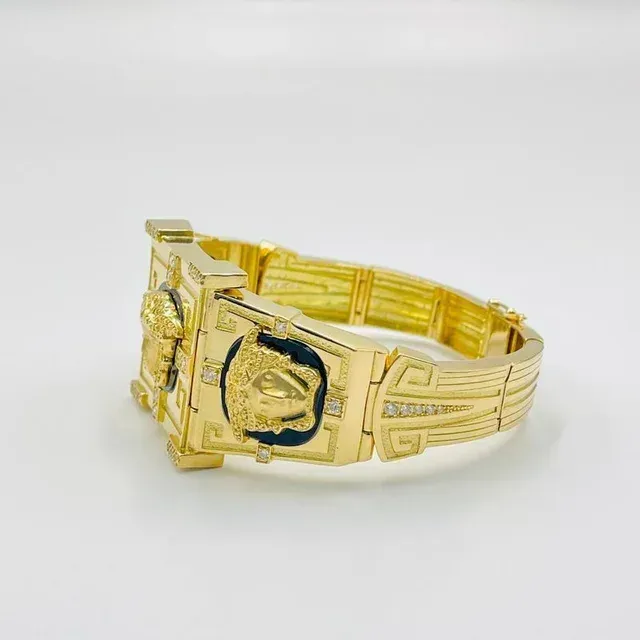 BRAZALETE CUADRADO MEDUSA ONIX 18K