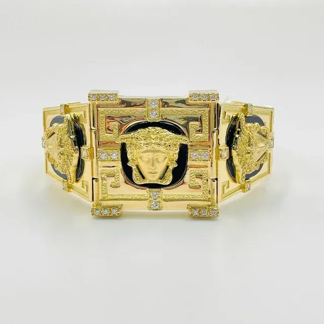 BRAZALETE CUADRADO MEDUSA ONIX 18K