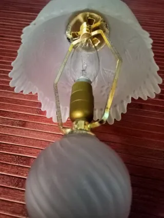 Lámpara de Mesa Vintage de Latón y Cristal