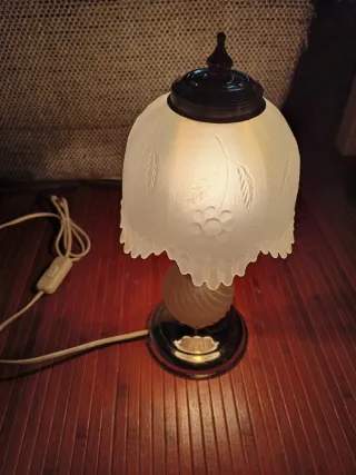 Lámpara de Mesa Vintage de Latón y Cristal