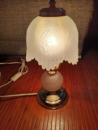 Lámpara de Mesa Vintage de Latón y Cristal