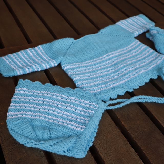 Conjunto para bebe azul turquesa lana 0-3 meses