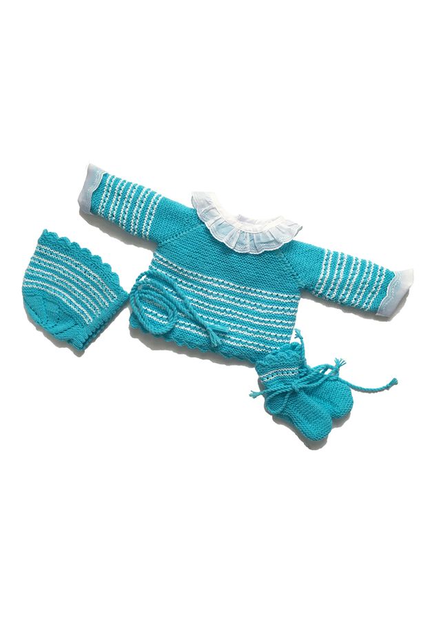 Conjunto para bebe azul turquesa lana 0-3 meses