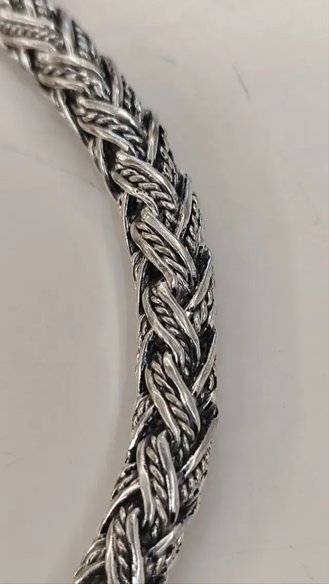 Pulsera Plata 925 Bali Trenzada Hombre NUEVA