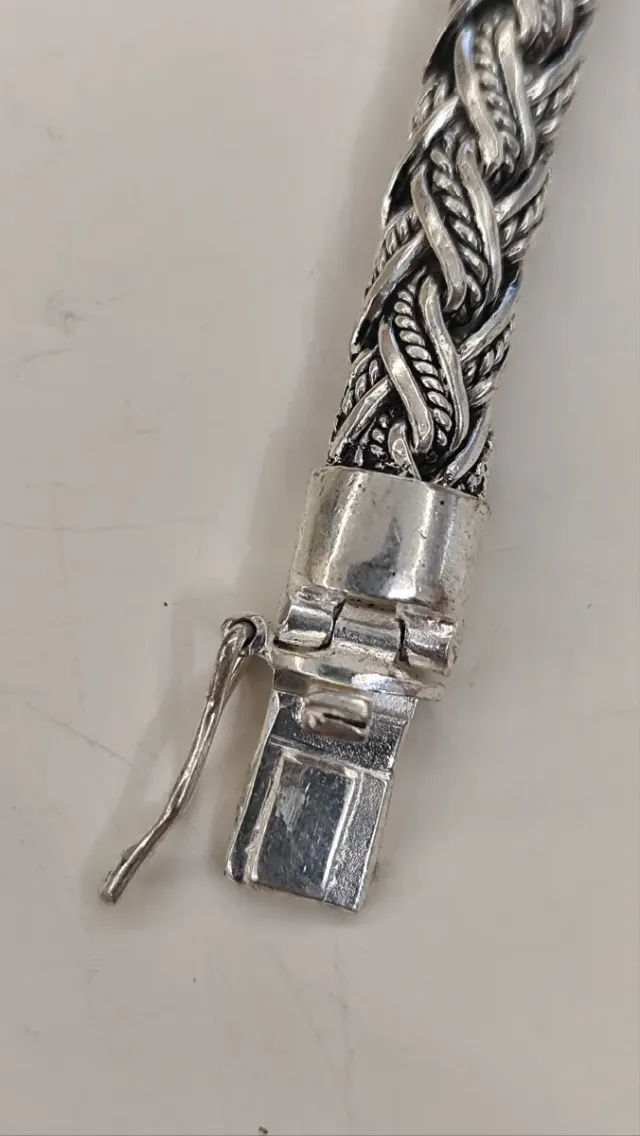 Pulsera Plata 925 Bali Trenzada Hombre NUEVA