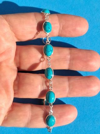 Pulsera de Turquesa en Plata de Ley