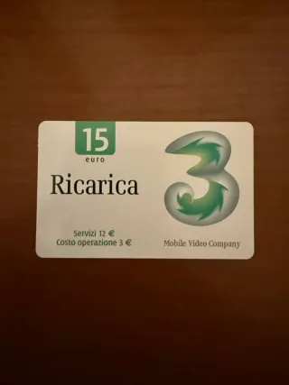Ricarica 15 euro 3 Mobile Video Company