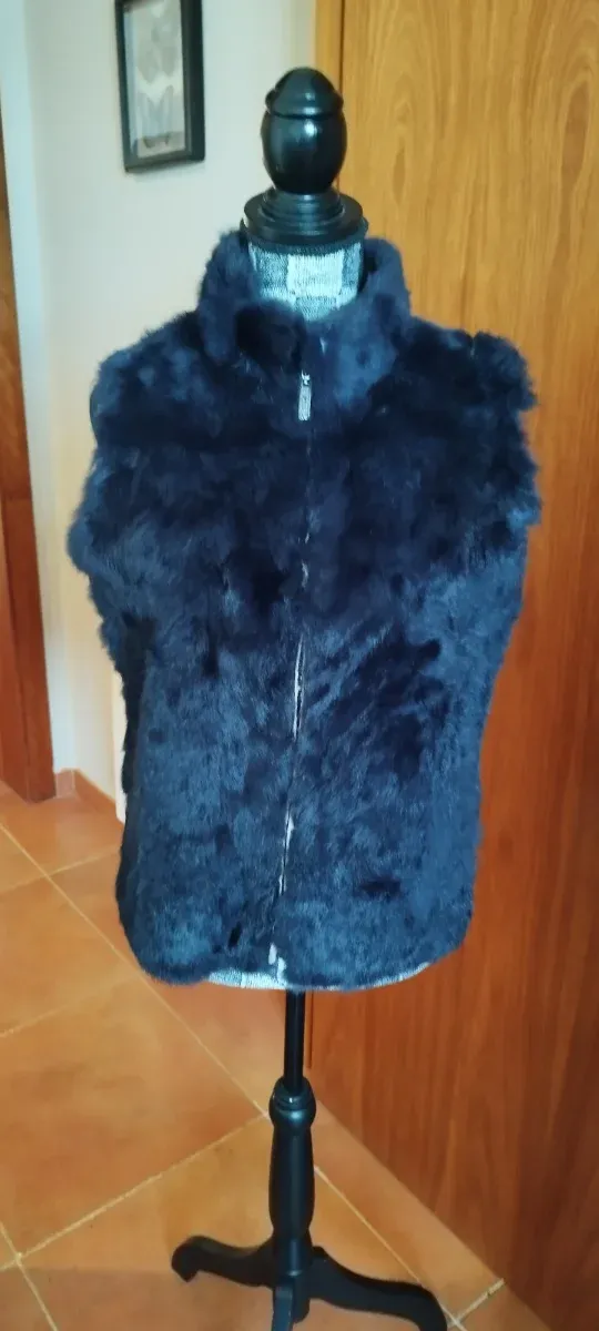 Chaleco piel sintética azul marino