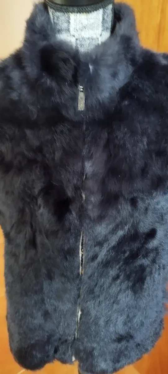 Chaleco piel sintética azul marino