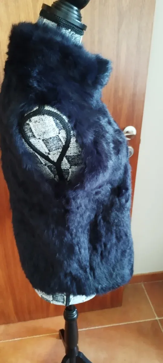 Chaleco piel sintética azul marino