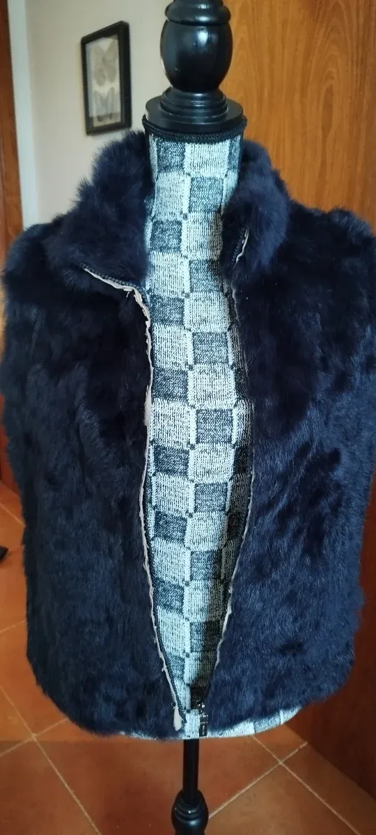 Chaleco piel sintética azul marino